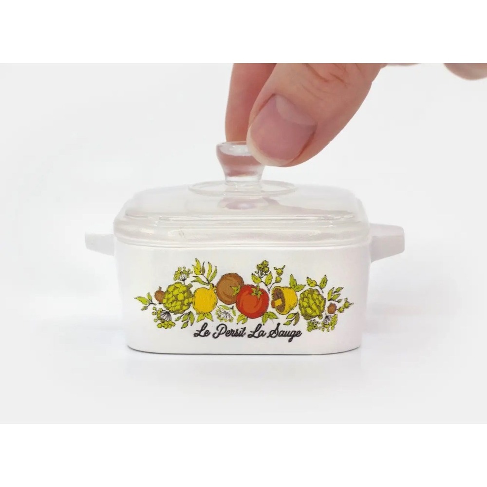 NIB Mini Style Resin Trinket Box Casserole Dish w/ Lid